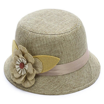 Női vászon Fedoras Elegáns Virág Fedora Retro British Lady Church Kalapok Klasszikus Jazzsapka Női Bowler sapka gorras casquette