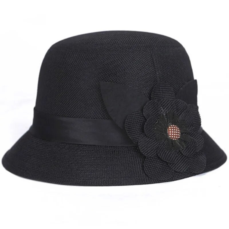 Női vászon Fedoras Elegáns Virág Fedora Retro British Lady Church Kalapok Klasszikus Jazzsapka Női Bowler sapka gorras casquette