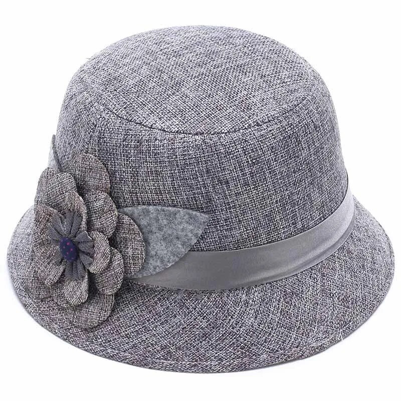 Női vászon Fedoras Elegáns Virág Fedora Retro British Lady Church Kalapok Klasszikus Jazzsapka Női Bowler sapka gorras casquette