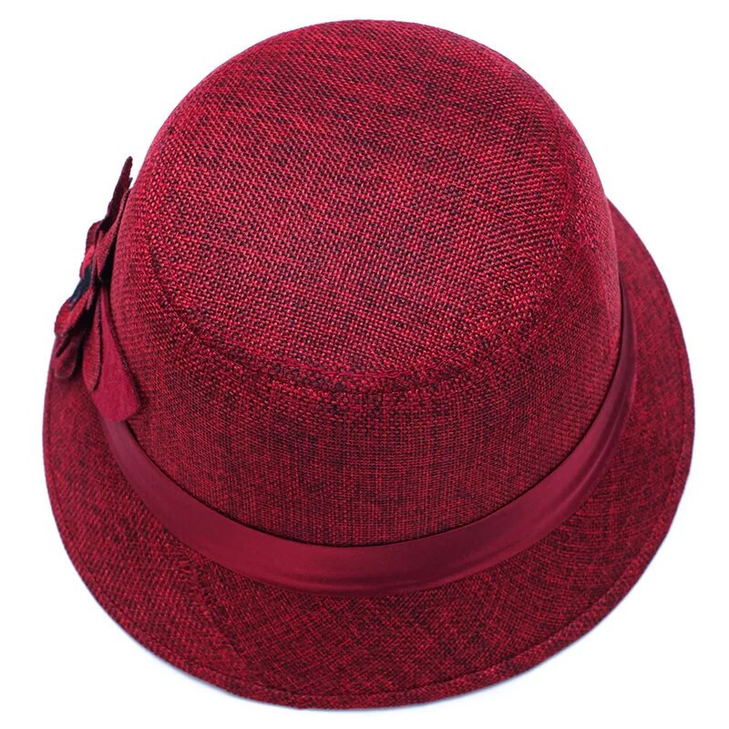Női vászon Fedoras Elegáns Virág Fedora Retro British Lady Church Kalapok Klasszikus Jazzsapka Női Bowler sapka gorras casquette