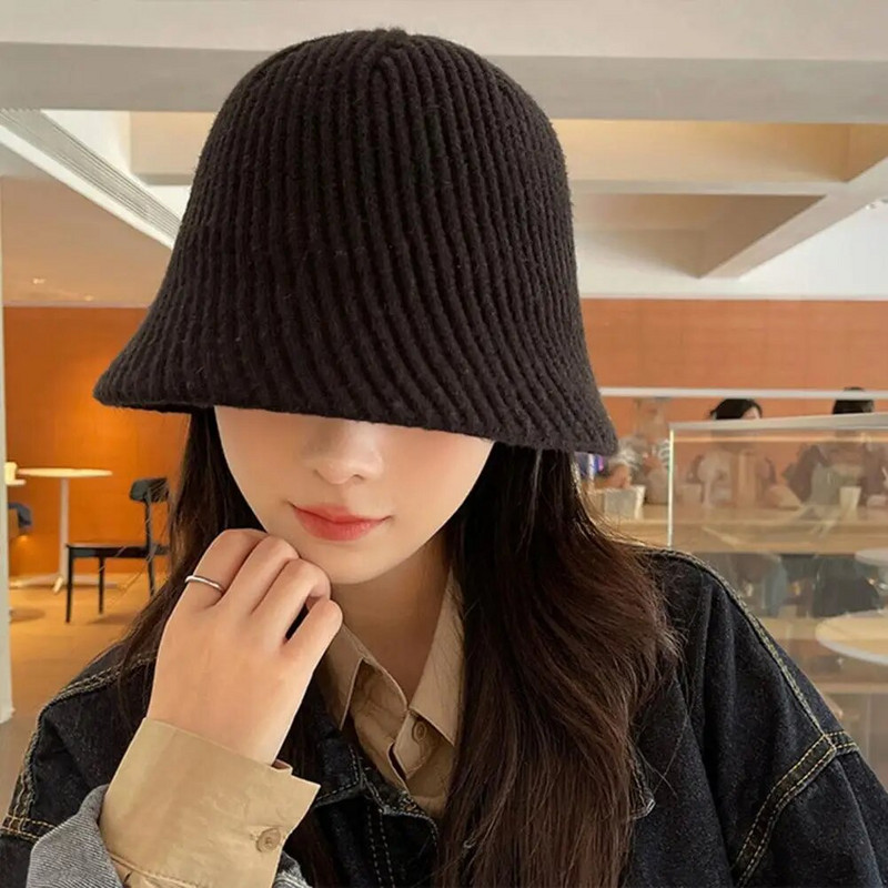 Ämbrimüts paksendatud kortsudeta Hoia soojana Sügis Talv Naiste Sügismüts Kootud Müts õues kasutamiseks