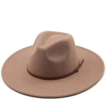 Νέο χρώμα Fedora χειμερινό καπέλο επάνω κοίλο-κυρτό σταγόνα νερού 9,5cm χείλος αρσενικό και θηλυκό τσόχα jazz καρπούζι κόκκινο шляпа женская