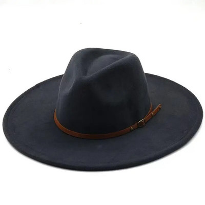 Nova boja Fedora zimski šešir vrh konkavno-konveksan kap vode 9,5 cm oboda muški i ženski filc jazz lubenica crvena šlâpa ženskaâ