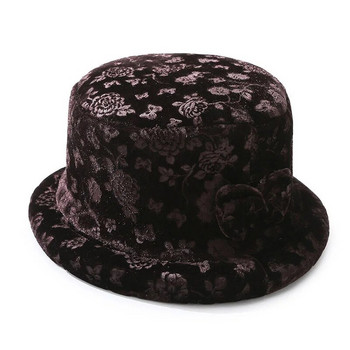 Κομψό ζεστό πλεκτό καπέλο με φιόγκο μάλλινα καπέλα Μεσήλικας βραδινό πάρτι μόδας Vintage στολίδι κεφαλιού μαλακό παχύρρευστο καπέλο