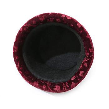 Κομψό ζεστό πλεκτό καπέλο με φιόγκο μάλλινα καπέλα Μεσήλικας βραδινό πάρτι μόδας Vintage στολίδι κεφαλιού μαλακό παχύρρευστο καπέλο
