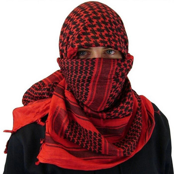 Кариран тактически пустинен шал с пискюли, лента за глава, мюсюлмански хиджаби, арабски мъже, кефия, многофункционални квадратни зимни шалове за глава