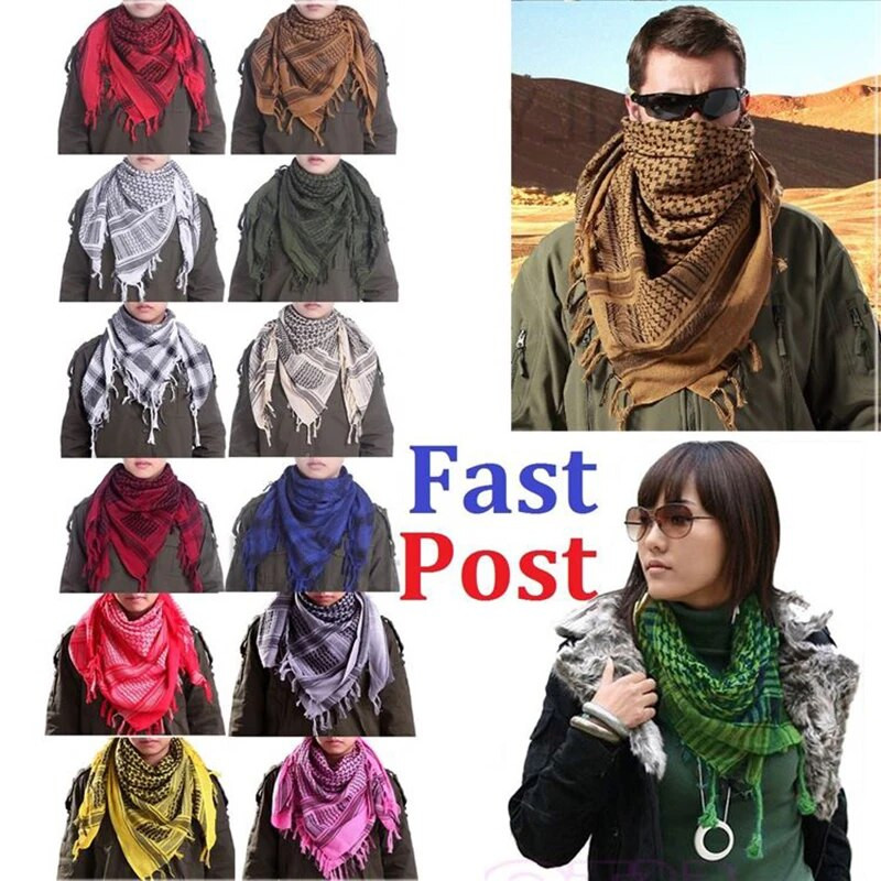 Καρό Tactical Desert Scarf Tassel Headband Muslim Hijabs Arab Men Keffiyeh Πολυλειτουργικό τετράγωνο εξωτερικό χειμερινό μαντήλι στο κεφάλι