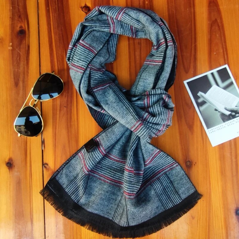 Zimski topli šal Muški dizajnerski karirani šalovi od kašmira Luksuzni brend Ležerni omot s resicama Muški poslovni tartan šalovi Pashmina