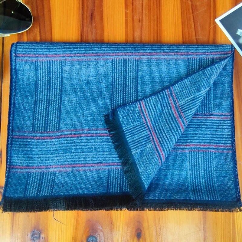Zimski topli šal Muški dizajnerski karirani šalovi od kašmira Luksuzni brend Ležerni omot s resicama Muški poslovni tartan šalovi Pashmina