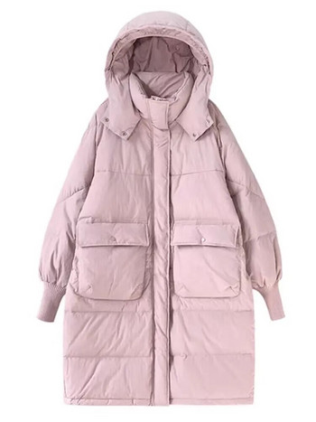 Χειμερινά μπουφάν εγκυμοσύνης Κορεατικής μόδας Ζεστά μακριά ρούχα για έγκυες γυναίκες Φθινοπωρινά παλτό εγκυμοσύνης με κουκούλα