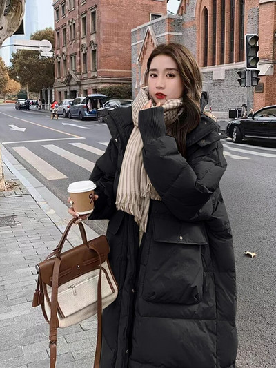 Χειμερινά μπουφάν εγκυμοσύνης Κορεατικής μόδας Ζεστά μακριά ρούχα για έγκυες γυναίκες Φθινοπωρινά παλτό εγκυμοσύνης με κουκούλα