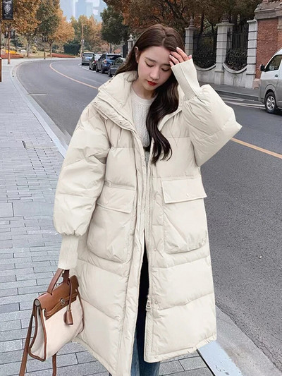 Χειμερινά μπουφάν εγκυμοσύνης Κορεατικής μόδας Ζεστά μακριά ρούχα για έγκυες γυναίκες Φθινοπωρινά παλτό εγκυμοσύνης με κουκούλα