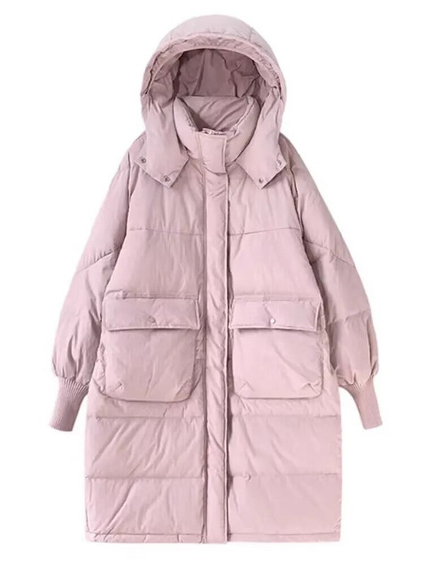 Χειμερινά μπουφάν εγκυμοσύνης Κορεατικής μόδας Ζεστά μακριά ρούχα για έγκυες γυναίκες Φθινοπωρινά παλτό εγκυμοσύνης με κουκούλα