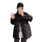 2023 Χειμερινό μπουφάν εγκυμοσύνης με μακρυμάνικο γυριστό γιακά με κουμπί Fly έγκυος γυναίκα καρό βαμβακερά παλτό Εξωτερικά ενδύματα εγκυμοσύνης