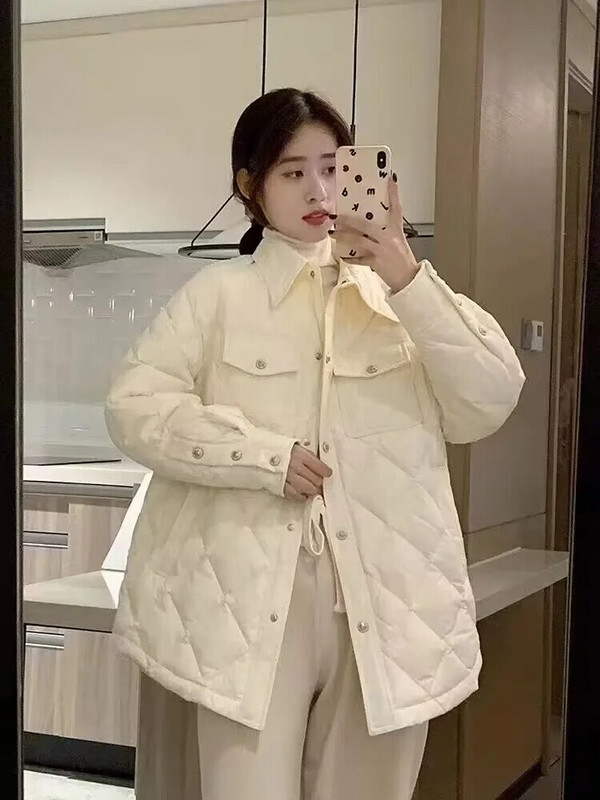 2023 Χειμερινό μπουφάν εγκυμοσύνης με μακρυμάνικο γυριστό γιακά με κουμπί Fly έγκυος γυναίκα καρό βαμβακερά παλτό Εξωτερικά ενδύματα εγκυμοσύνης