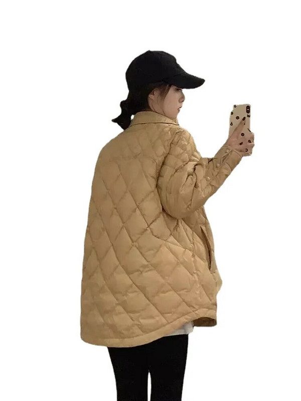 2023 Χειμερινό μπουφάν εγκυμοσύνης με μακρυμάνικο γυριστό γιακά με κουμπί Fly έγκυος γυναίκα καρό βαμβακερά παλτό Εξωτερικά ενδύματα εγκυμοσύνης