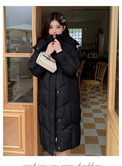 Πουπουλένια παλτό εγκυμοσύνης 2023 Plus Size Έγκυος Βαμβακερά εξωτερικά ενδύματα Χοντρά ζεστά X-Long χαλαρά μπουφάν εγκυμοσύνης με κουκούλα