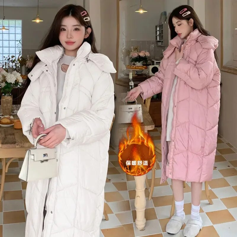 Πουπουλένια παλτό εγκυμοσύνης 2023 Plus Size Έγκυος Βαμβακερά εξωτερικά ενδύματα Χοντρά ζεστά X-Long χαλαρά μπουφάν εγκυμοσύνης με κουκούλα