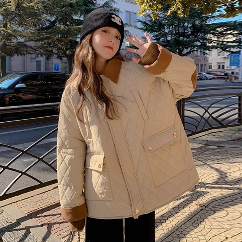 Χειμερινά παλτό εγκυμοσύνης 2023 Κορεάτικο στιλ Preppy Μακρυμάνικο γυριστό γιακά με φερμουάρ Fly Έγκυος γυναίκα Fleece μπουφάν Ζεστό