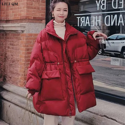 5XL μεγάλου μεγέθους γυναικείο μπουφάν γυναικείο πουπουλένιο μπουφάν Χειμώνας 2022 Μεσαίου μήκους γιακάς Ζεστό βαμβακερό παλτό Έγκυος γυναίκα Πάρκα