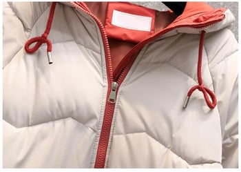 Παχυντικά θερμά χειμωνιάτικα πανωφόρια για εγκυμοσύνη Μακριά φαρδιά ρούχα με κουκούλα με βαμβακερή επένδυση με φερμουάρ Μύγα έξω από έγκυες γυναίκες