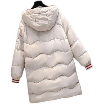 Топли зимни пухени палта с големи размери за бременни, дълги свободни дрехи с памучна подплата и качулка, цип, връхни дрехи за бременни жени