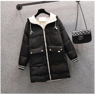 Παχυντικά θερμά χειμωνιάτικα πανωφόρια για εγκυμοσύνη Μακριά φαρδιά ρούχα με κουκούλα με βαμβακερή επένδυση με φερμουάρ Μύγα έξω από έγκυες γυναίκες