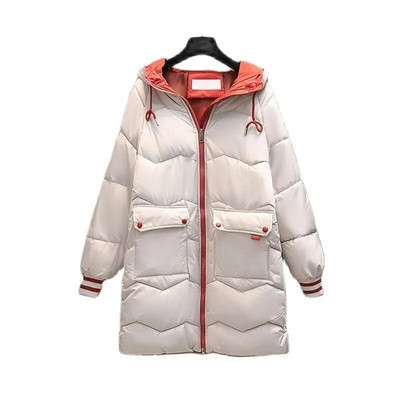 Παχυντικά θερμά χειμωνιάτικα πανωφόρια για εγκυμοσύνη Μακριά φαρδιά ρούχα με κουκούλα με βαμβακερή επένδυση με φερμουάρ Μύγα έξω από έγκυες γυναίκες