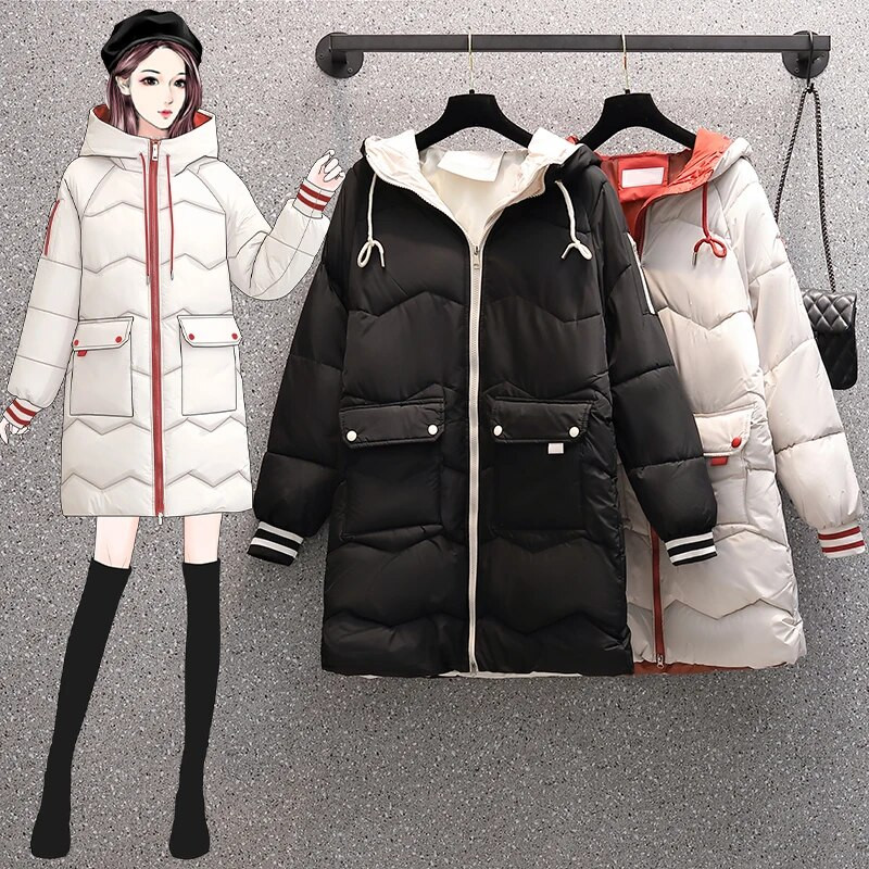 Παχυντικά θερμά χειμωνιάτικα πανωφόρια για εγκυμοσύνη Μακριά φαρδιά ρούχα με κουκούλα με βαμβακερή επένδυση με φερμουάρ Μύγα έξω από έγκυες γυναίκες