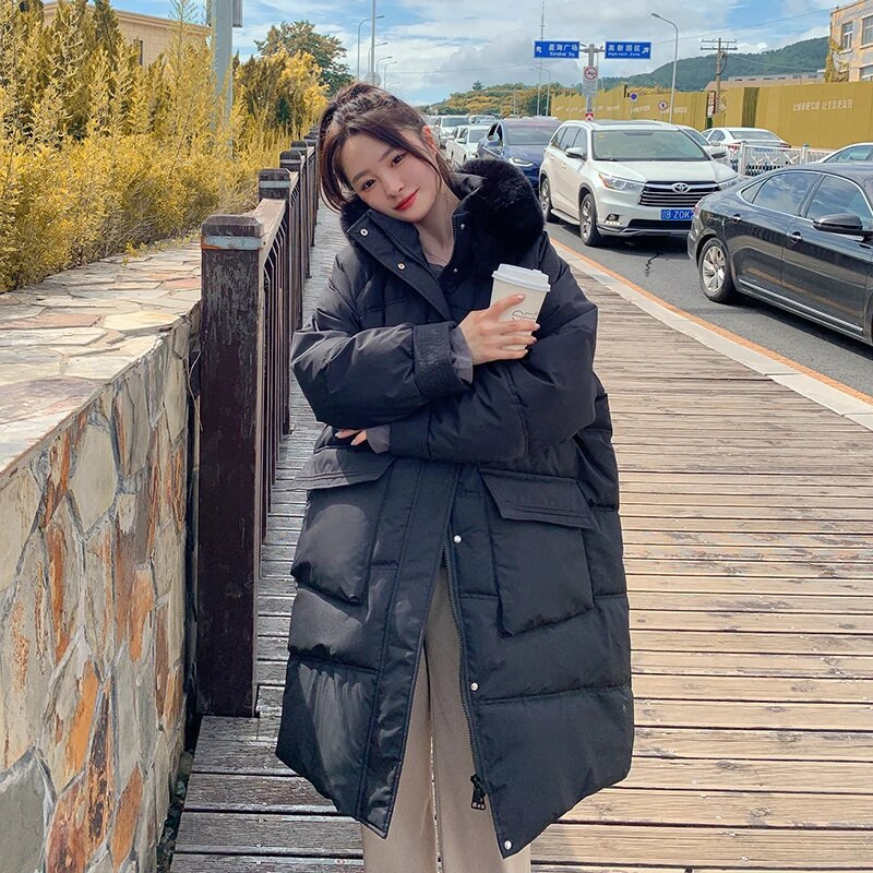 Χειμερινά μοντέρνα παλτό για έγκυες γυναίκες με βαμβακερή επένδυση Ζεστό μακρυμάνικο φαρδύ ασαφή γούνινο γιακά παλτό για έγκυες γυναίκες με μεγάλες τσέπες