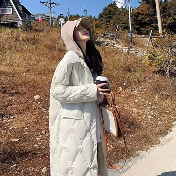 Κορεάτικο ύφος Χειμερινό βαμβακερό παλτό εγκυμοσύνης Plus Size Long Fashion Εξωτερικό μπουφάν με κουμπιά για έγκυο γυναίκα με αφαιρούμενο καπέλο