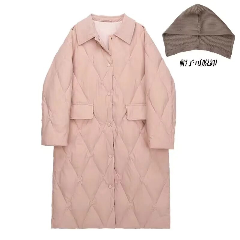 Κορεάτικο ύφος Χειμερινό βαμβακερό παλτό εγκυμοσύνης Plus Size Long Fashion Εξωτερικό μπουφάν με κουμπιά για έγκυο γυναίκα με αφαιρούμενο καπέλο