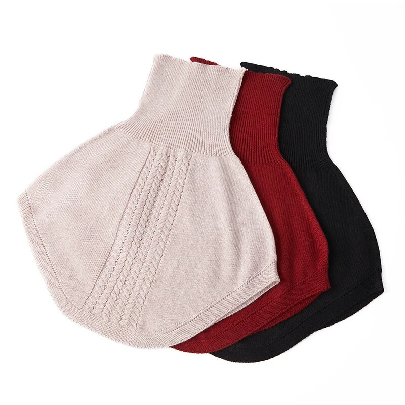 Ženski vuneni pleteni šal s prstenom Zimska dolčevita marama Topla mekana kratka ogrtača od kašmira Korejska modna lažna kragna Djevojka