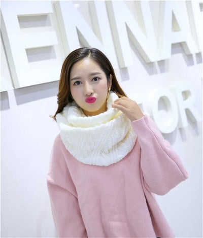 Novi jednobojni pleteni šal Ženske zimske tople debele marame Ženske slatke marame oko vrata Ženske debele marame s toplim ovratnicima
