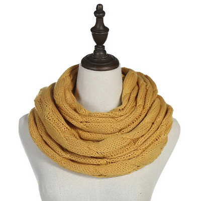 Novi ženski jednobojni kabelski pleteni vuneni snood beskonačni šal zimski šalovi oko vrata toplija kapa okovratnik šalovi AC041