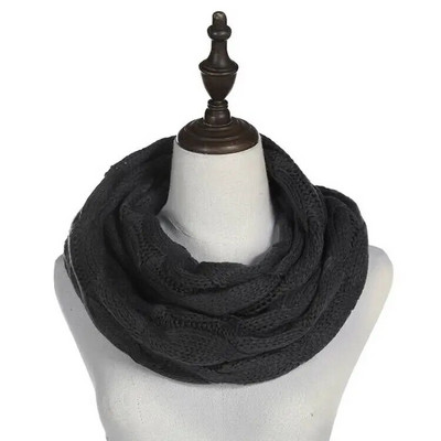 Novi ženski jednobojni kabelski pleteni vuneni snood beskonačni šal zimski šalovi oko vrata toplija kapa okovratnik šalovi AC041