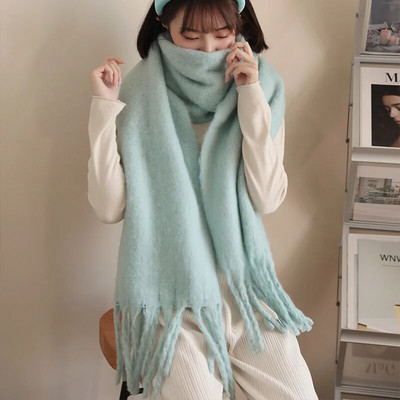 Podebljani mekani ženski šal od vune od mohera New Klein Plavi šal Ženski šal Turbani za topli Bib Bufandas Multicoloesr De Mujer