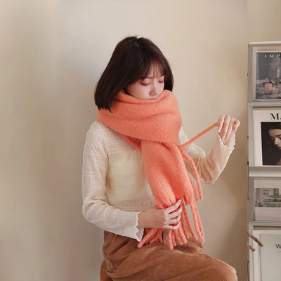 Podebljani mekani ženski šal od vune od mohera New Klein Plavi šal Ženski šal Turbani za topli Bib Bufandas Multicoloesr De Mujer