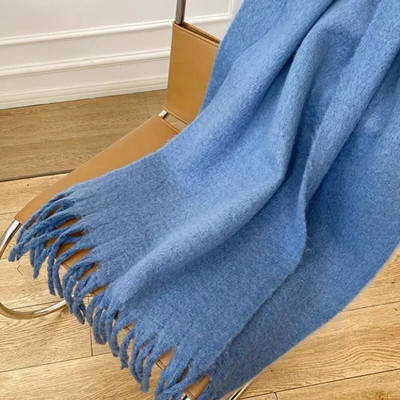 Podebljani mekani ženski šal od vune od mohera New Klein Plavi šal Ženski šal Turbani za topli Bib Bufandas Multicoloesr De Mujer