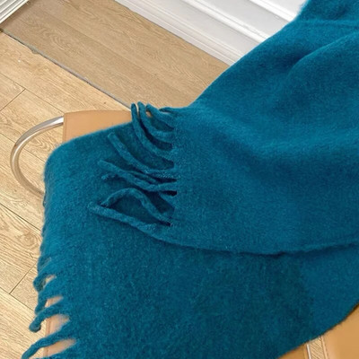 Podebljani mekani ženski šal od vune od mohera New Klein Plavi šal Ženski šal Turbani za topli Bib Bufandas Multicoloesr De Mujer