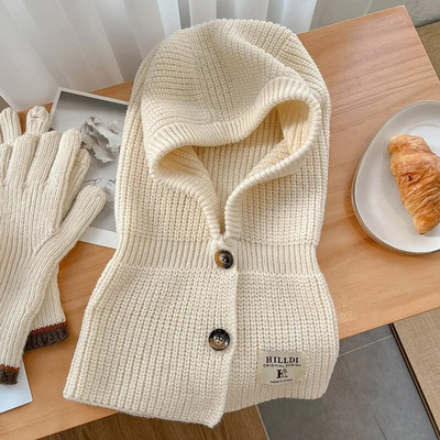 Sieviešu trikotāžas balaclava cepure ziemas āra unisex vīriešiem silta ausu aizsardzība šalle Vilnas pulovers Snood cepure apkakles pārsegs Jauns 2022