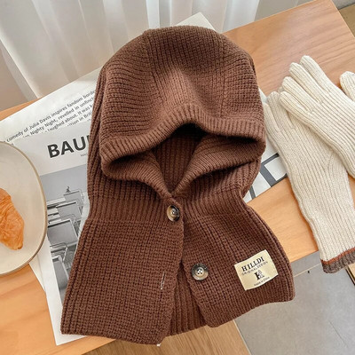 Sieviešu trikotāžas balaclava cepure ziemas āra unisex vīriešiem silta ausu aizsardzība šalle Vilnas pulovers Snood cepure apkakles pārsegs Jauns 2022