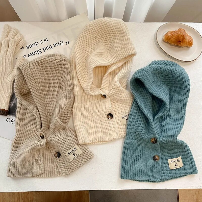 Sieviešu trikotāžas balaclava cepure ziemas āra unisex vīriešiem silta ausu aizsardzība šalle Vilnas pulovers Snood cepure apkakles pārsegs Jauns 2022