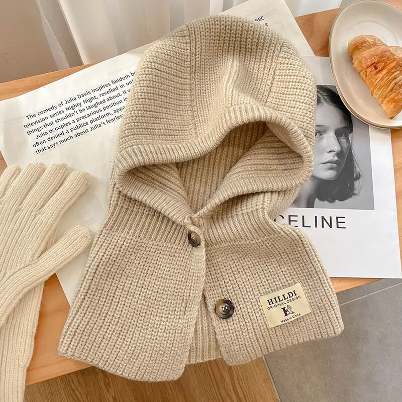 Sieviešu trikotāžas balaclava cepure ziemas āra unisex vīriešiem silta ausu aizsardzība šalle Vilnas pulovers Snood cepure apkakles pārsegs Jauns 2022