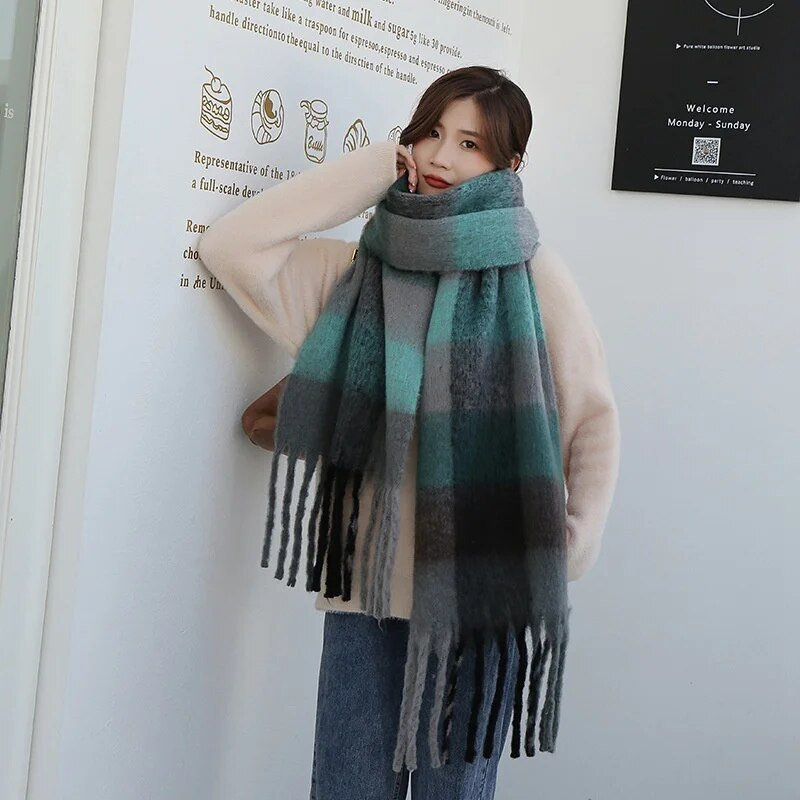 Novi zimski šal od kašmira za 2023. Ženski dizajn, topla deka od pašmine, duge marame s resicama, ženski šalovi, debeli furan Bufanda