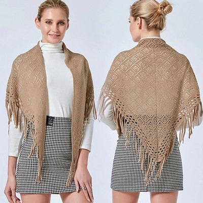 Sieviešu ziemas aukstā kašmira bārkstīm ziedu dobi trīsstūrveida šalle Mode vienkrāsains gaisa kondicionētājs Silts vilnas trikotāžas šalle T78