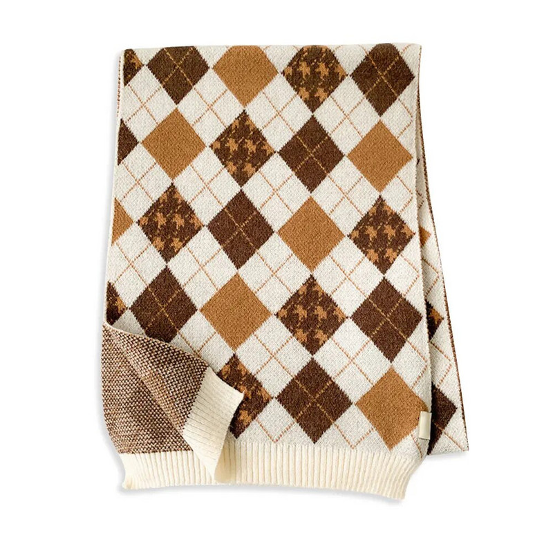 Božićni karirani pleteni šal Ležeran Održava toplinu Prugasti karirani topli šal otporan na hladnoću Svestrani ženski šal Ženski