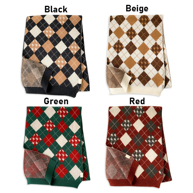Božićni karirani pleteni šal Ležeran Održava toplinu Prugasti karirani topli šal otporan na hladnoću Svestrani ženski šal Ženski
