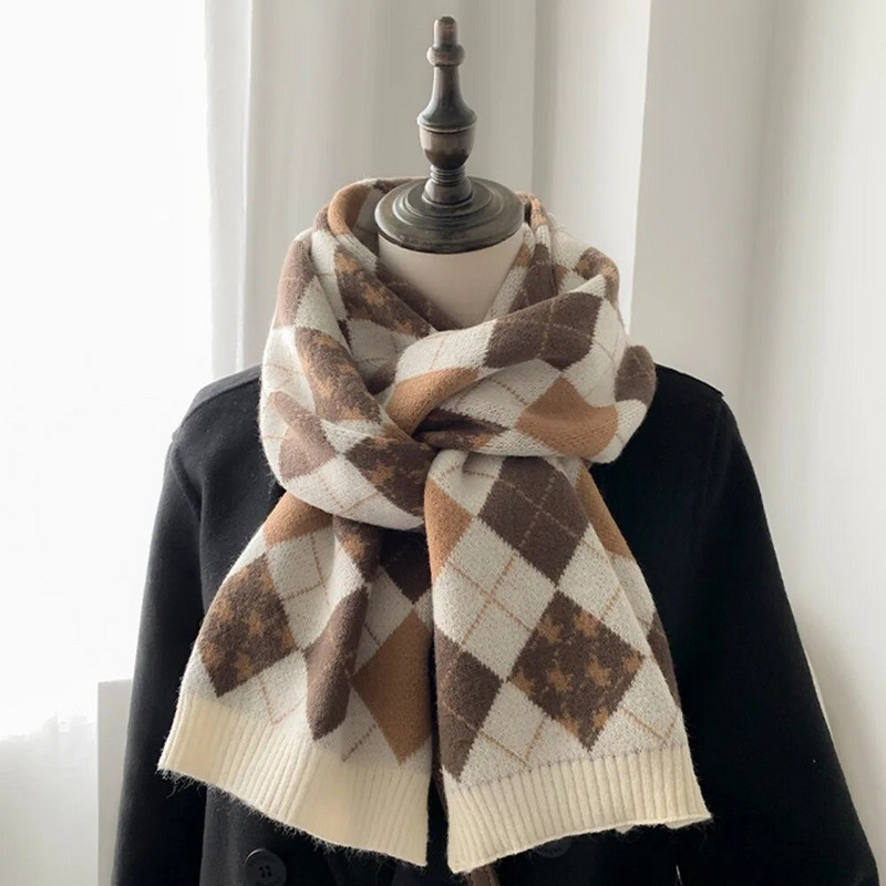 Božićni karirani pleteni šal Ležeran Održava toplinu Prugasti karirani topli šal otporan na hladnoću Svestrani ženski šal Ženski