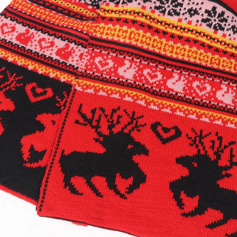 Ziemassvētku šalle Sieviešu aļņa adīta ziemas siltums sabiezināta vilna sarkana Ziemassvētku brieža šalle 190x27cm Jaungada svētku dāvana